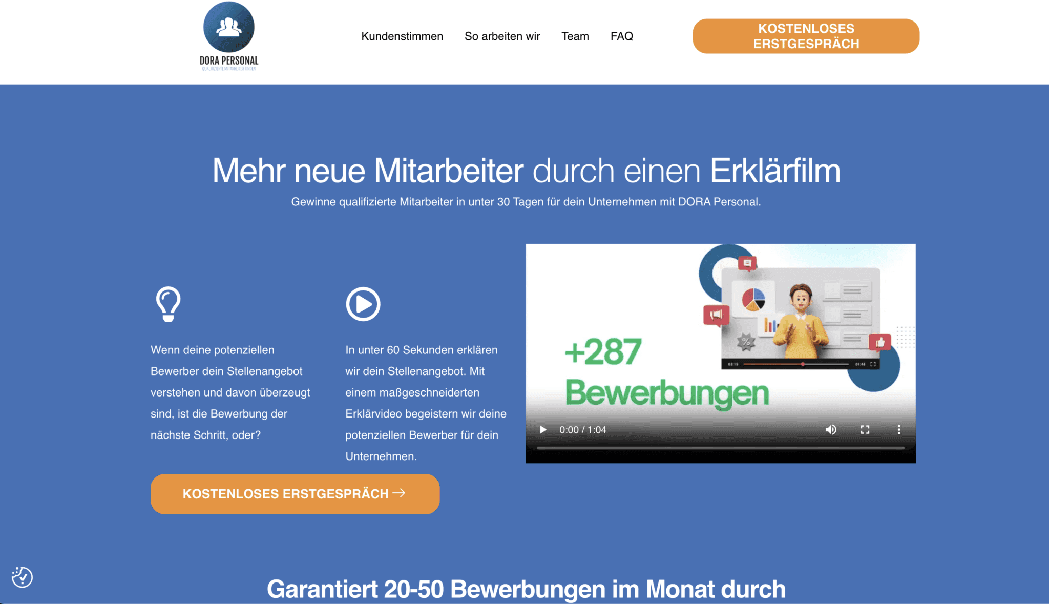 DoraPersonal – Landingpage