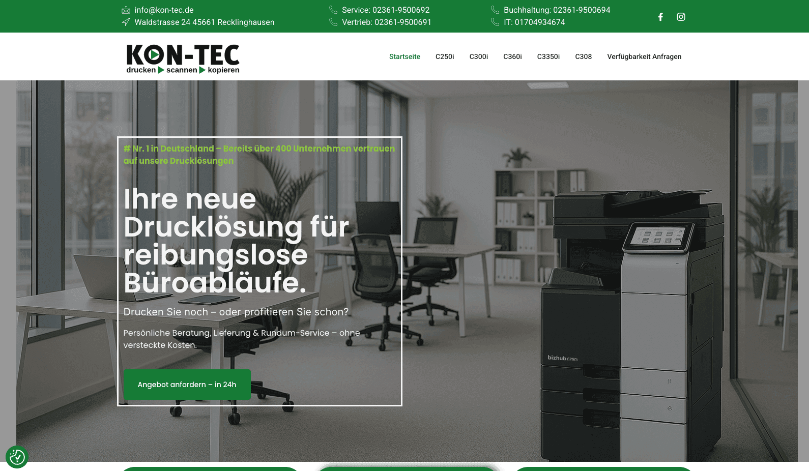 KON-TEC – B2B Landingpage