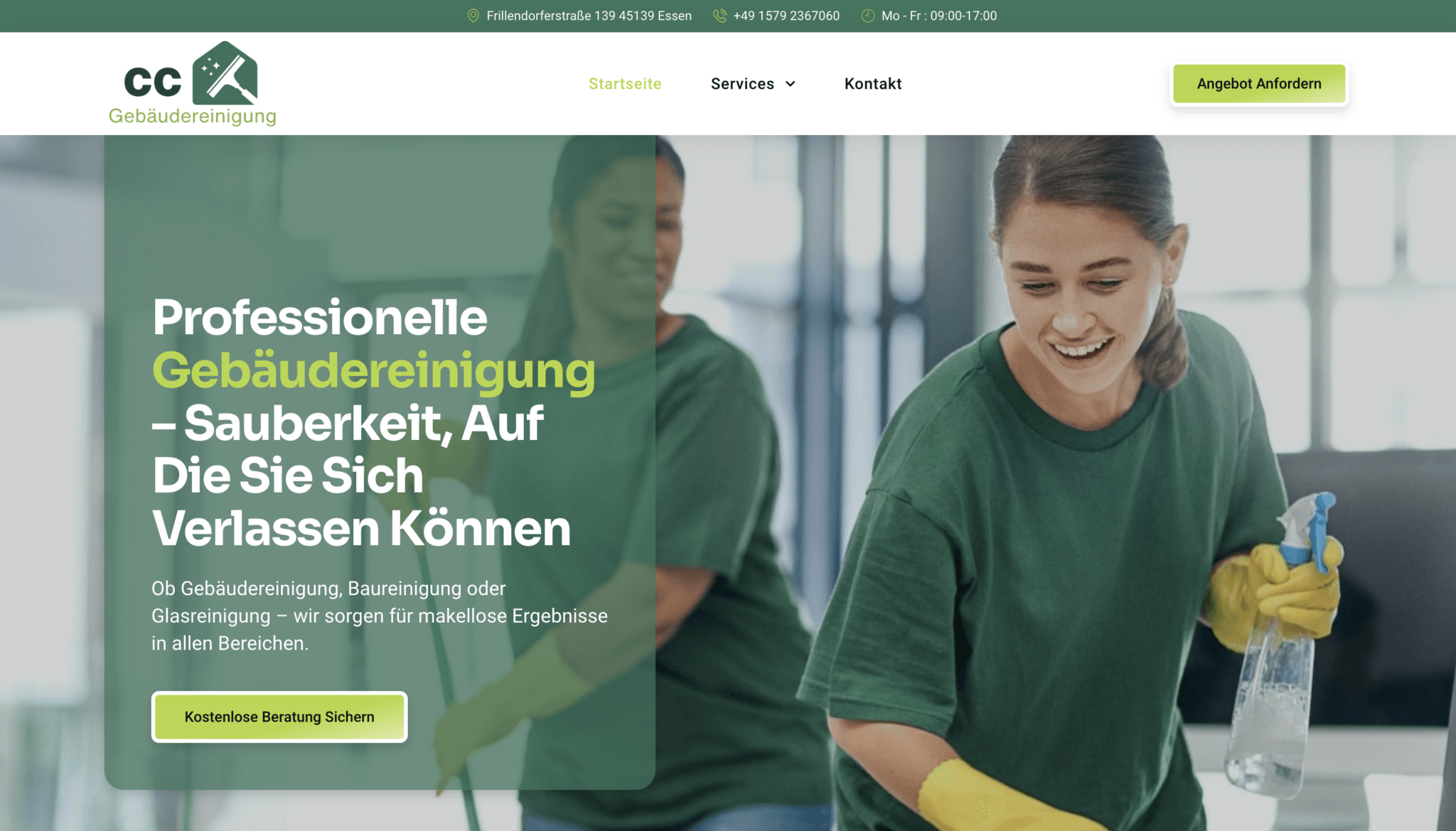 Gebäudereinigung CC – SEO-Website - WordPress-Website mit laufender SEO-Optimierung
