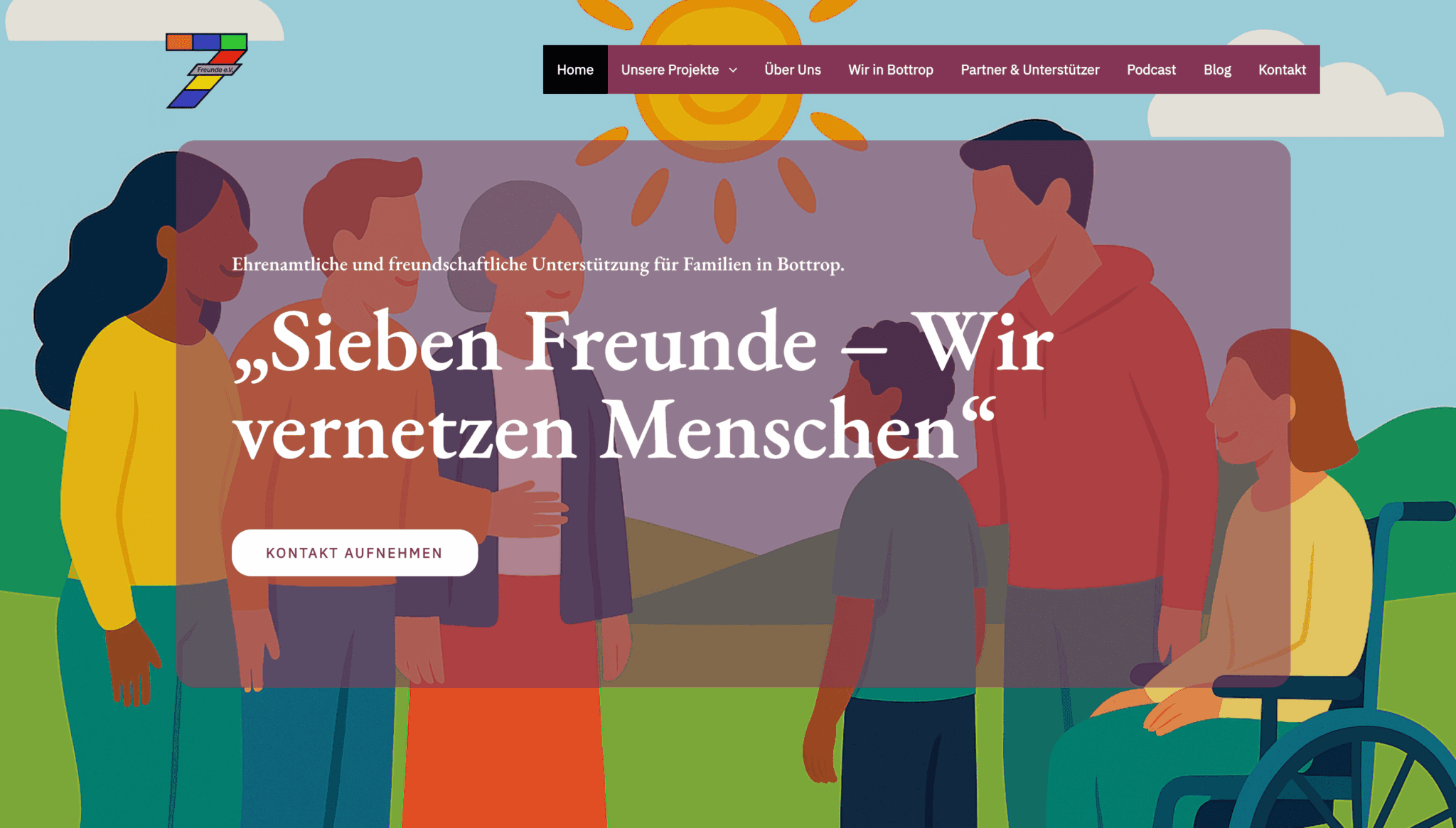Sieben Freunde e.V. – Verein - WordPress-Auftritt für Verein mit KI-Content